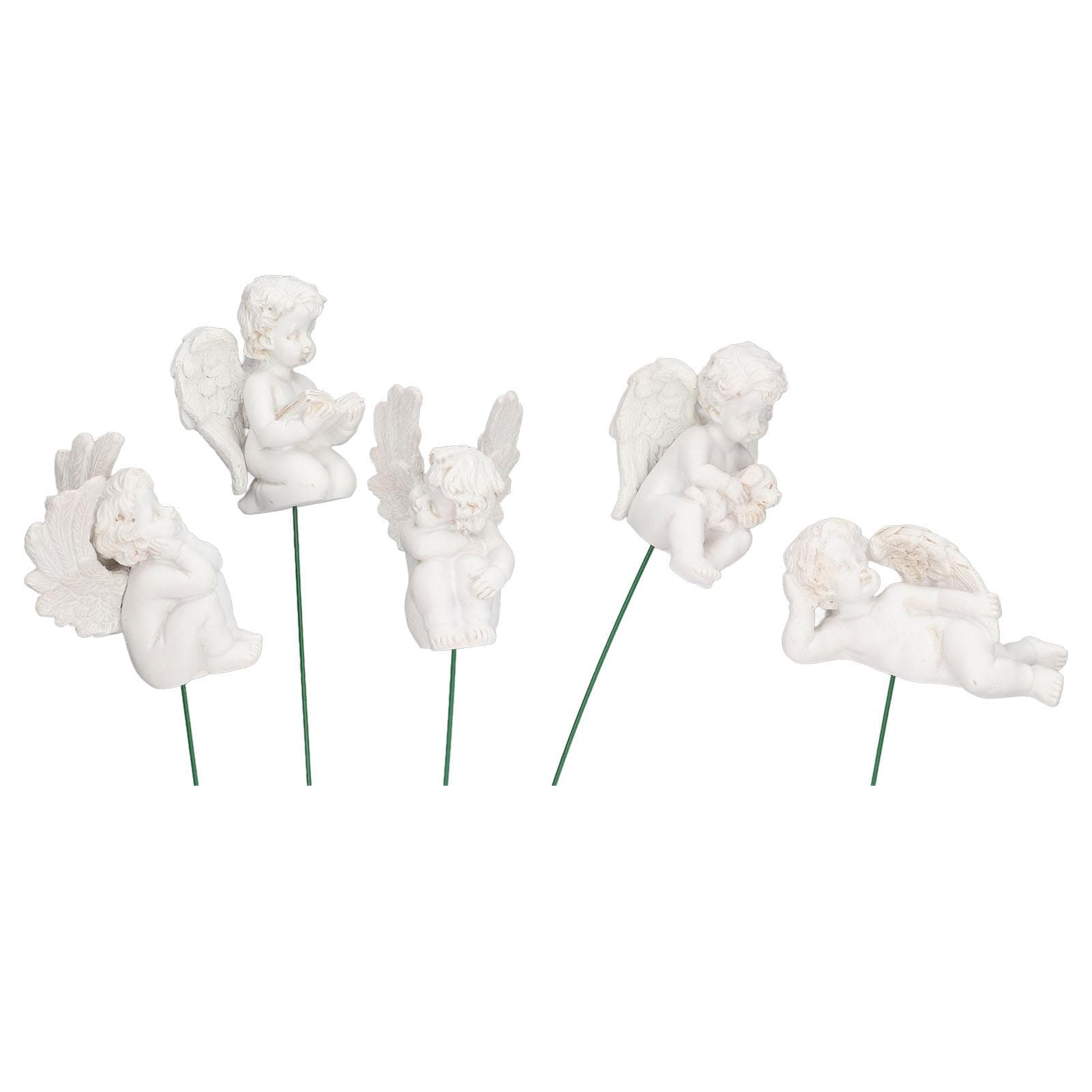 5Pcs Cupid Figurine On Stick Durable Resin Miniature Size Widely Used White Angel Figurine for