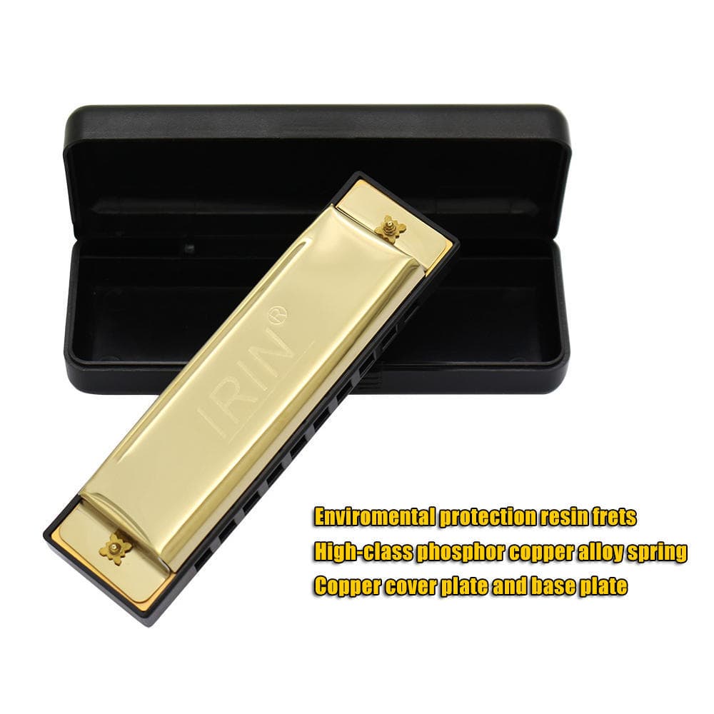 10 Holes 20 Tone Diatonic Blues Harmonica Key of C with Case for Beginner Children silver