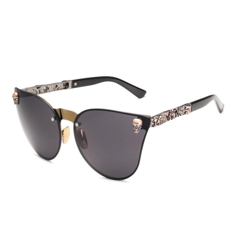 Men Women Gothic Sunglasses Skull Frame Metal Temple Sunglasses None