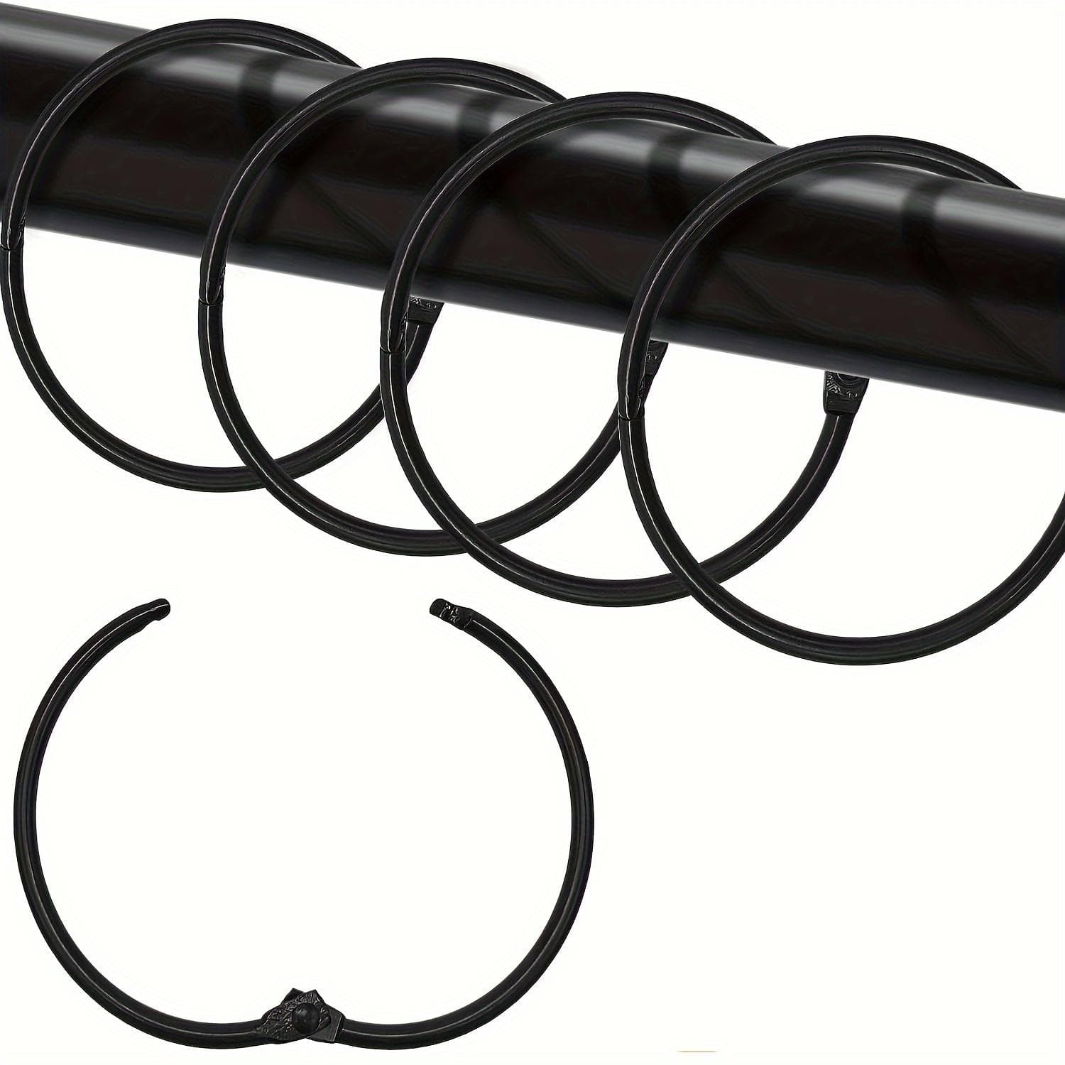 20 Pieces Shower Curtain Hooks, Shower Curtain Anti Rust Metal Shower Hooks, Shower Curtain Smooth Round Shower Ring black