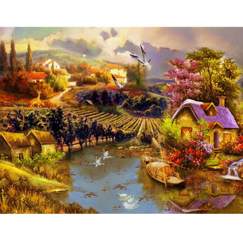 Diamond Painting Cross Stitch Diamond Embroidery Round Full Painting Diamond Mosaic Wall Sticker 20X30CM