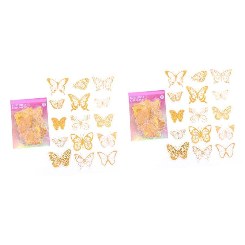 45 Sheets Gold Butterfly Sticker Vintage Glitter Butterfly Stickers for Scrapbooking Notebooks