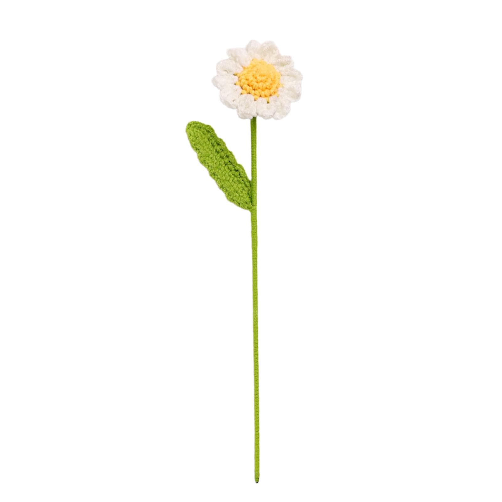 Hand Knitted Bouquet Of Simulated Crochet Wool Fake Flowers Small Daisies