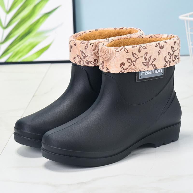 Women's Non-Slip Waterproof Short Rain Boots - Durable Rubber Overshoes for Winter and Kitchen Use 39