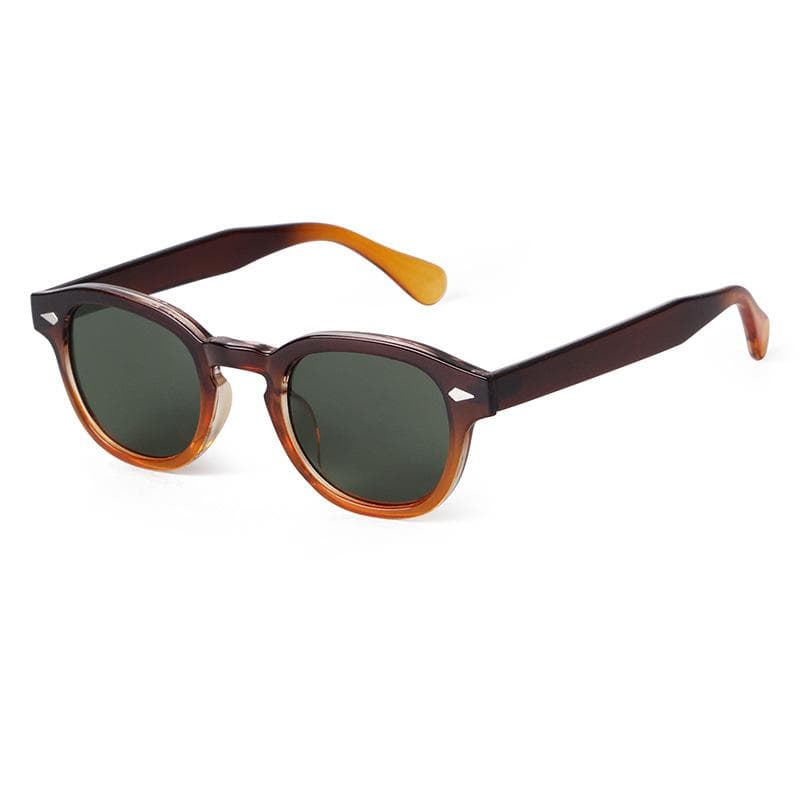 Vintage Leopard Frame Round Sunglasses Women Men Retro Rivet Yellow Blue Lens UV400 Sun Glasses Shades Eyewear