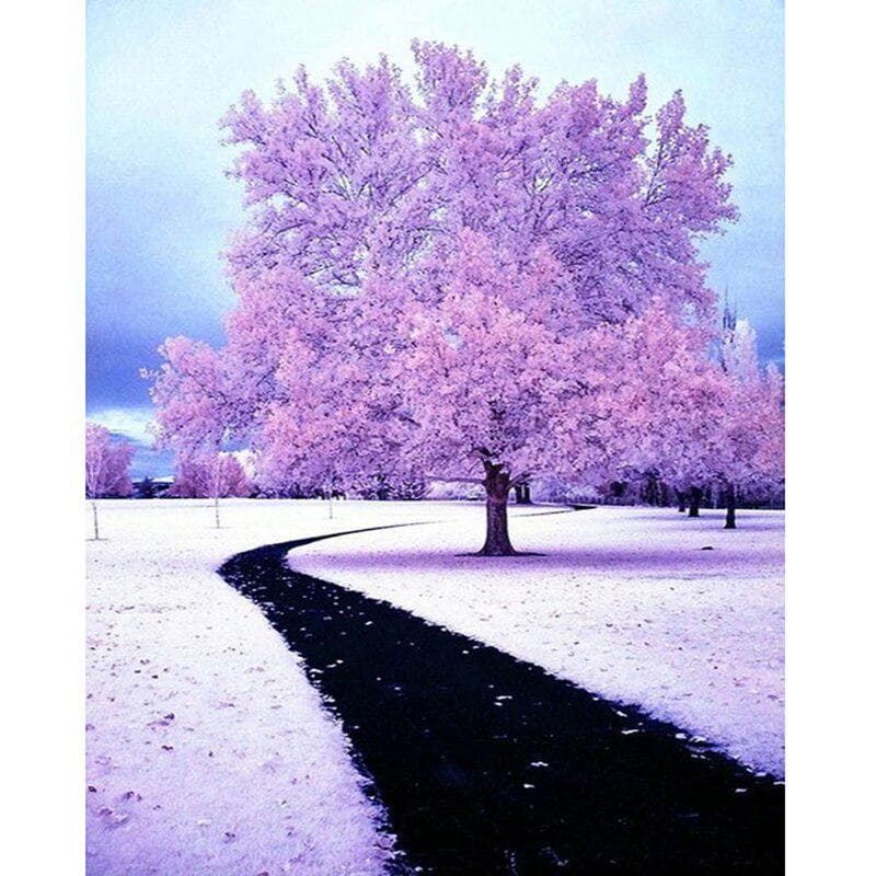 5D Diamond Painting Embroidery DIY Manual Craft Purple Flower Tree Diamond Painting Gift Diamond 20X30CM