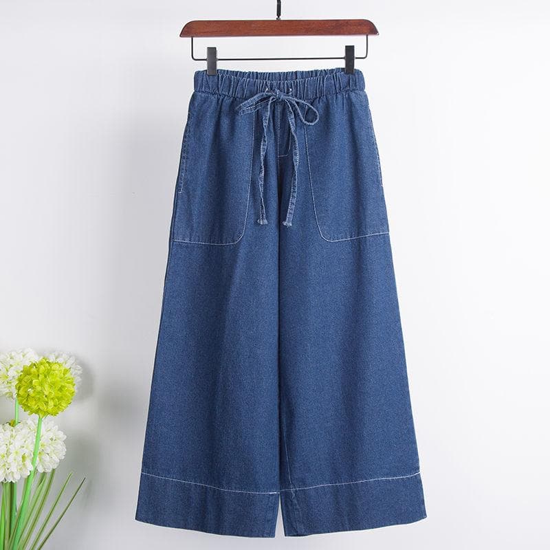 Jeans, Loose Straight Leg Jeans, Loose 9-inch Wide Leg Pants, Plus Size 5XL