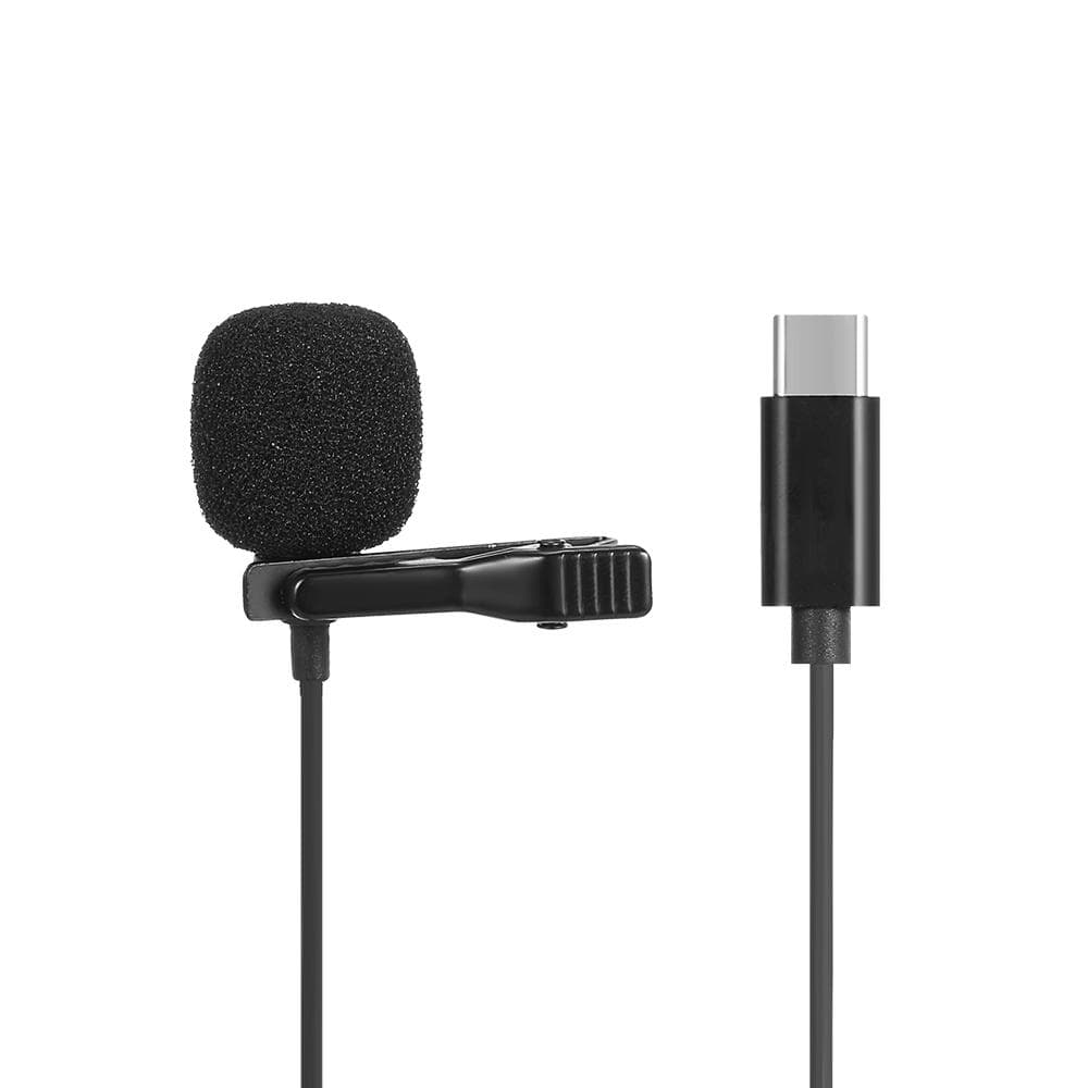 JH042 TypeC Lavalier Microphone Omni Directional Condenser Microphone Superb Sound for Audio and black