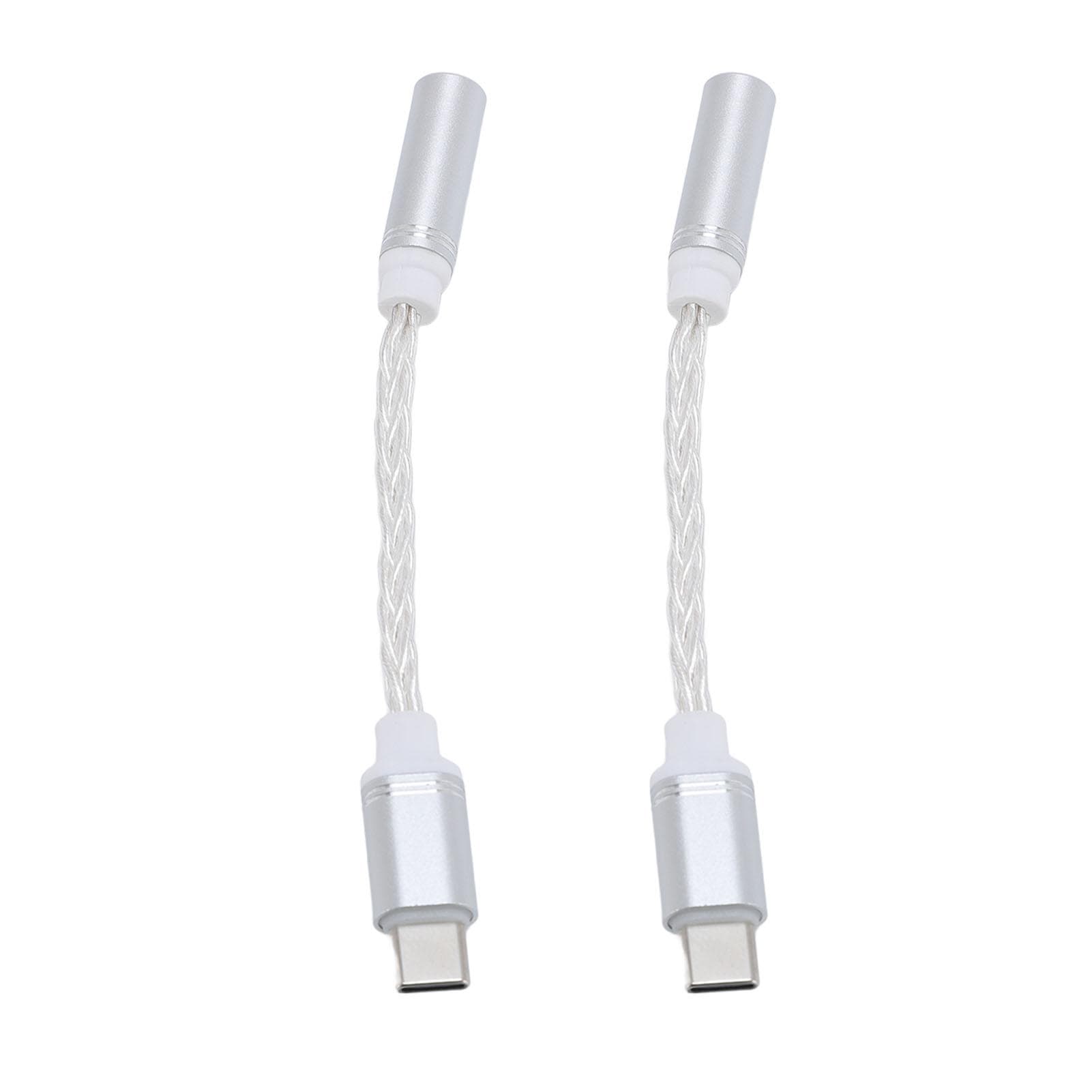 2PCS USB C to 3.5mm Headphone Adapter 384KHZ 32 Bit USB Type C to 3.5mm AUX Sound Jack Cable Cord