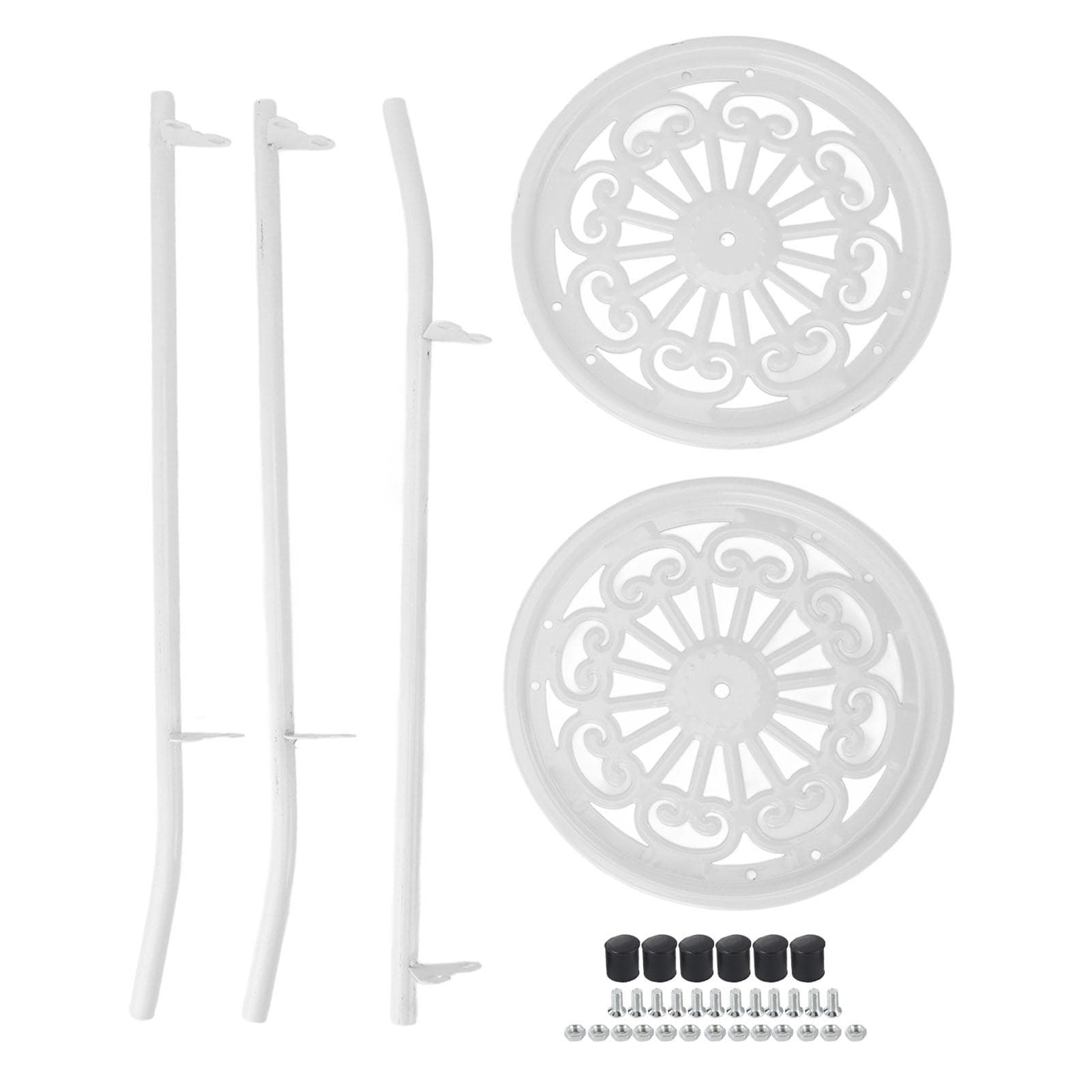 50cm Double Layer Plant Stand Iron Multifunctional Flower Rack Flower Shelf for Balcony Entryway white