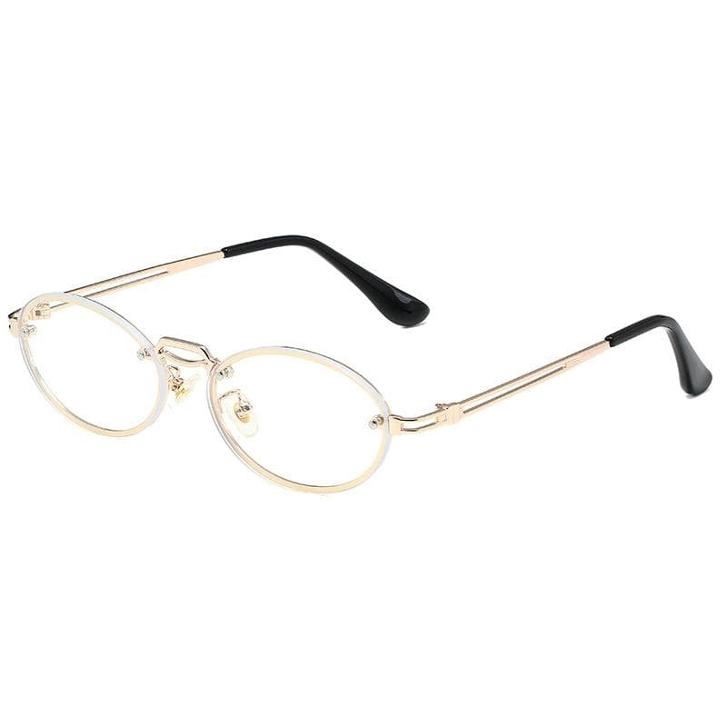 Trend Oval Sunglasses Women Light Luxury Designer Punk Gold Metal Frame UV Protection Lentes De Sol