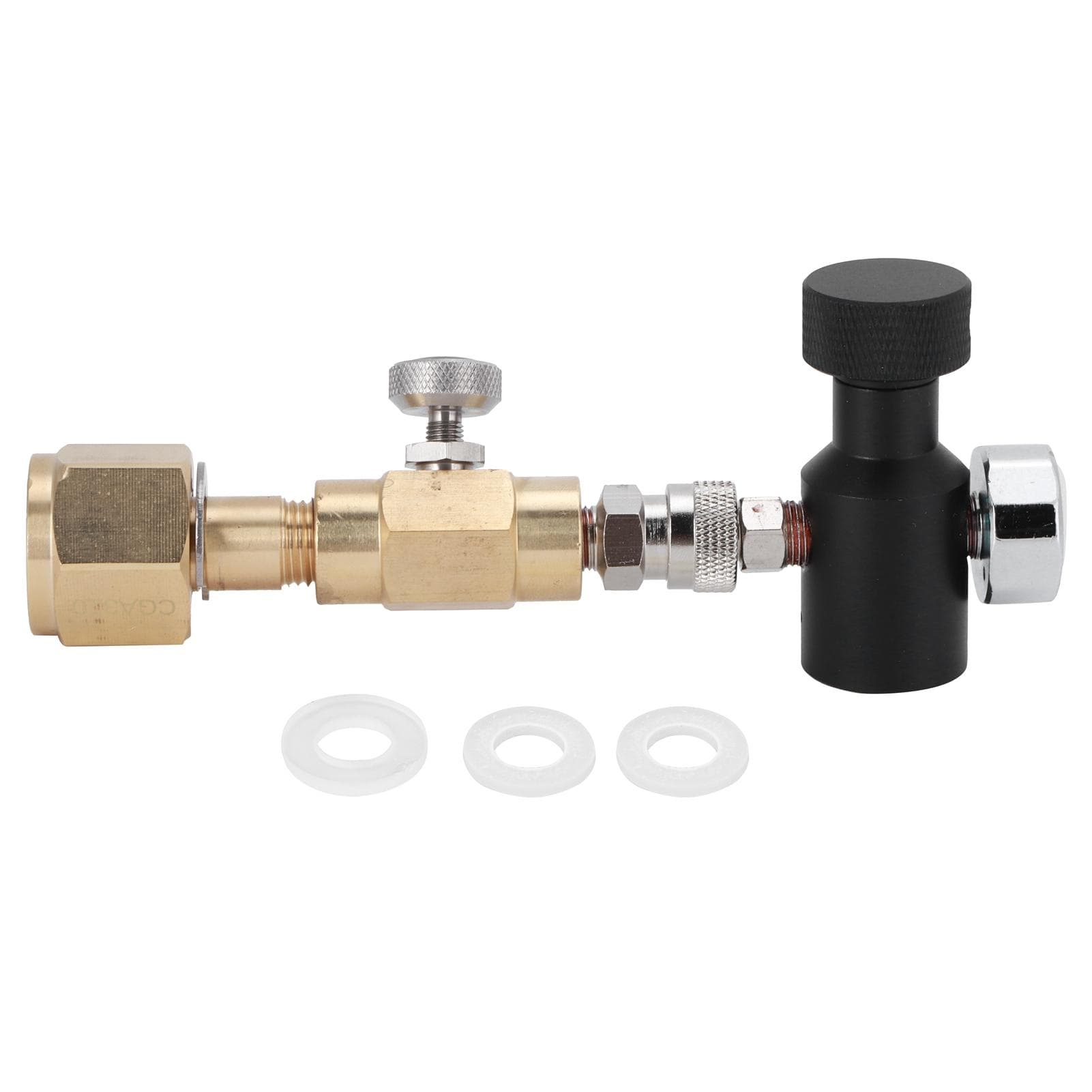 CO2 Cylinder Refill Adapter Brass Connector CGA320 with Release Valve ASA 1500PSI Pressure Gauge