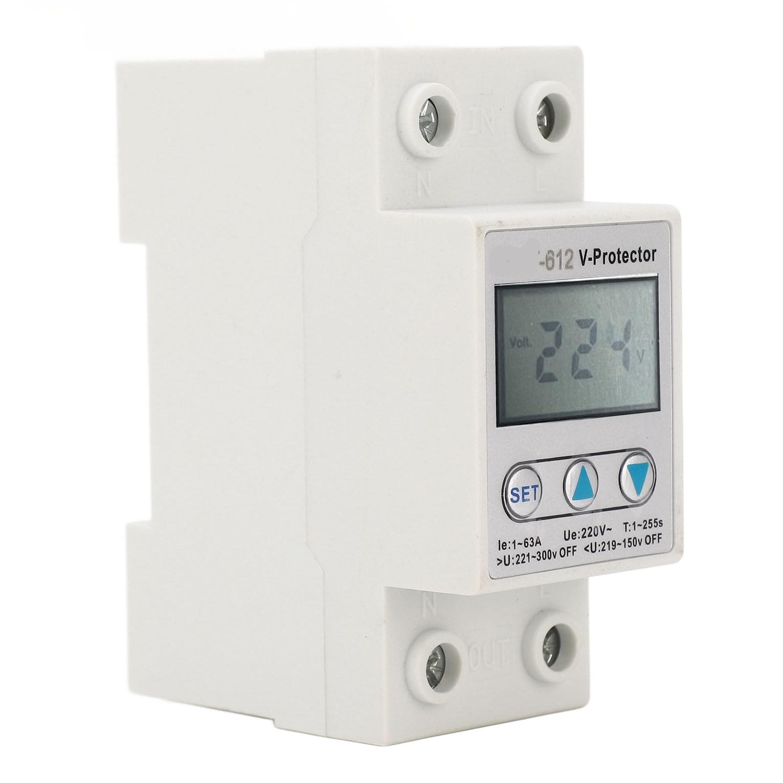 2P Voltage Protective Device LCD Self Recovery Over Under Voltage Protector Automatic Reset Switch