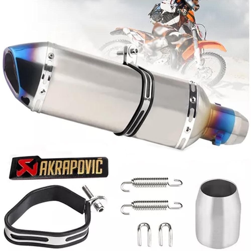 38-51mm Motorcycle Sport Exhaust Muffler Slip on Silencer Stainless Steel Tail Tube High silver