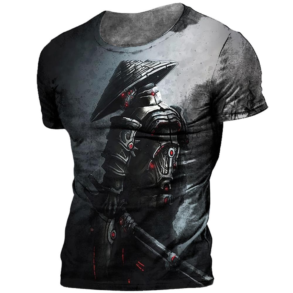 Japanese Samurai T-shirt 3D Japan Style Print Short Sleeve Tops Tees Casual Retro Men's T shirt Oversized Vintage Men's Clothing M