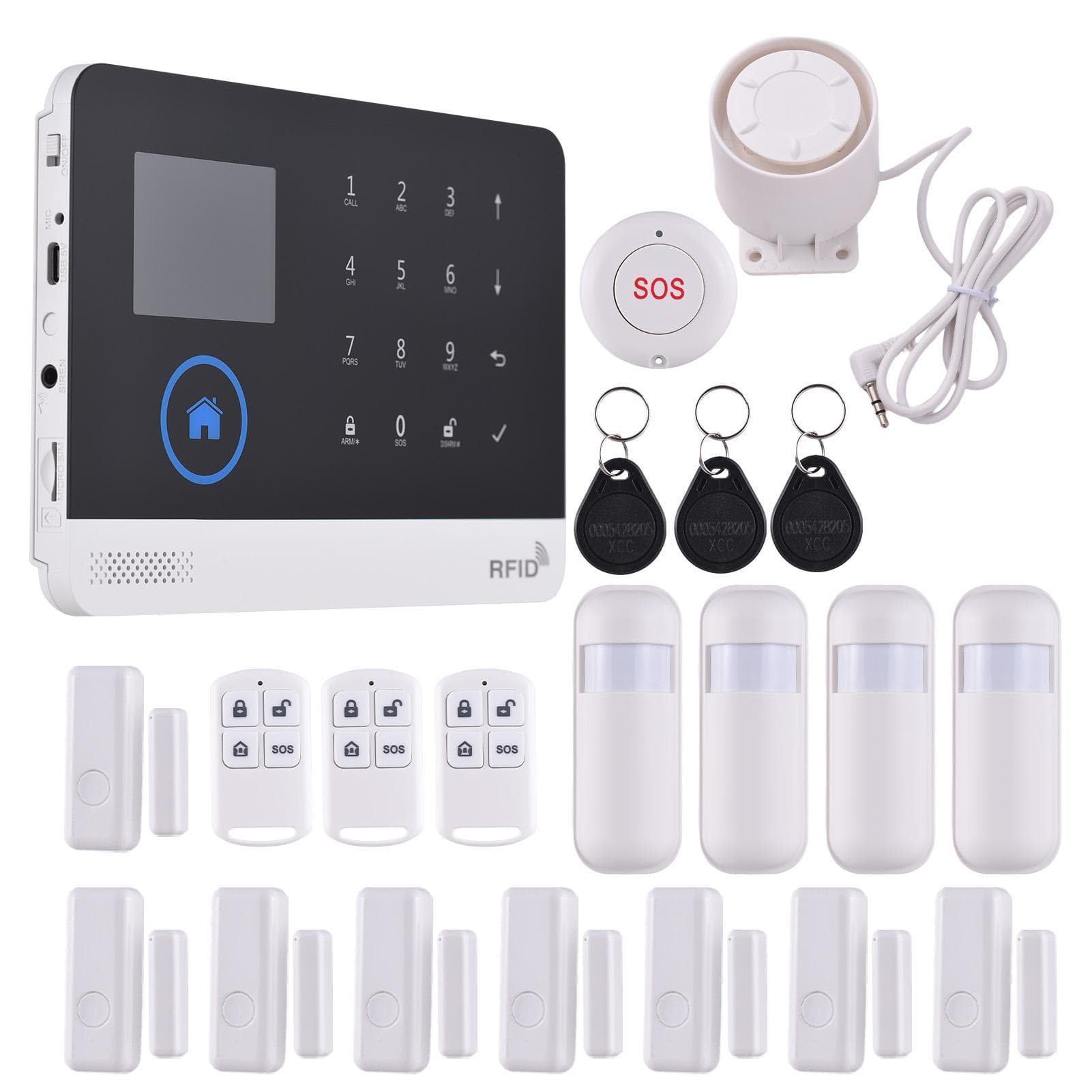 4G WiFi Wireless Home Alarm System DIY Smart Wireless Alarm System with TY APP Control 2.4-Inch TFT black