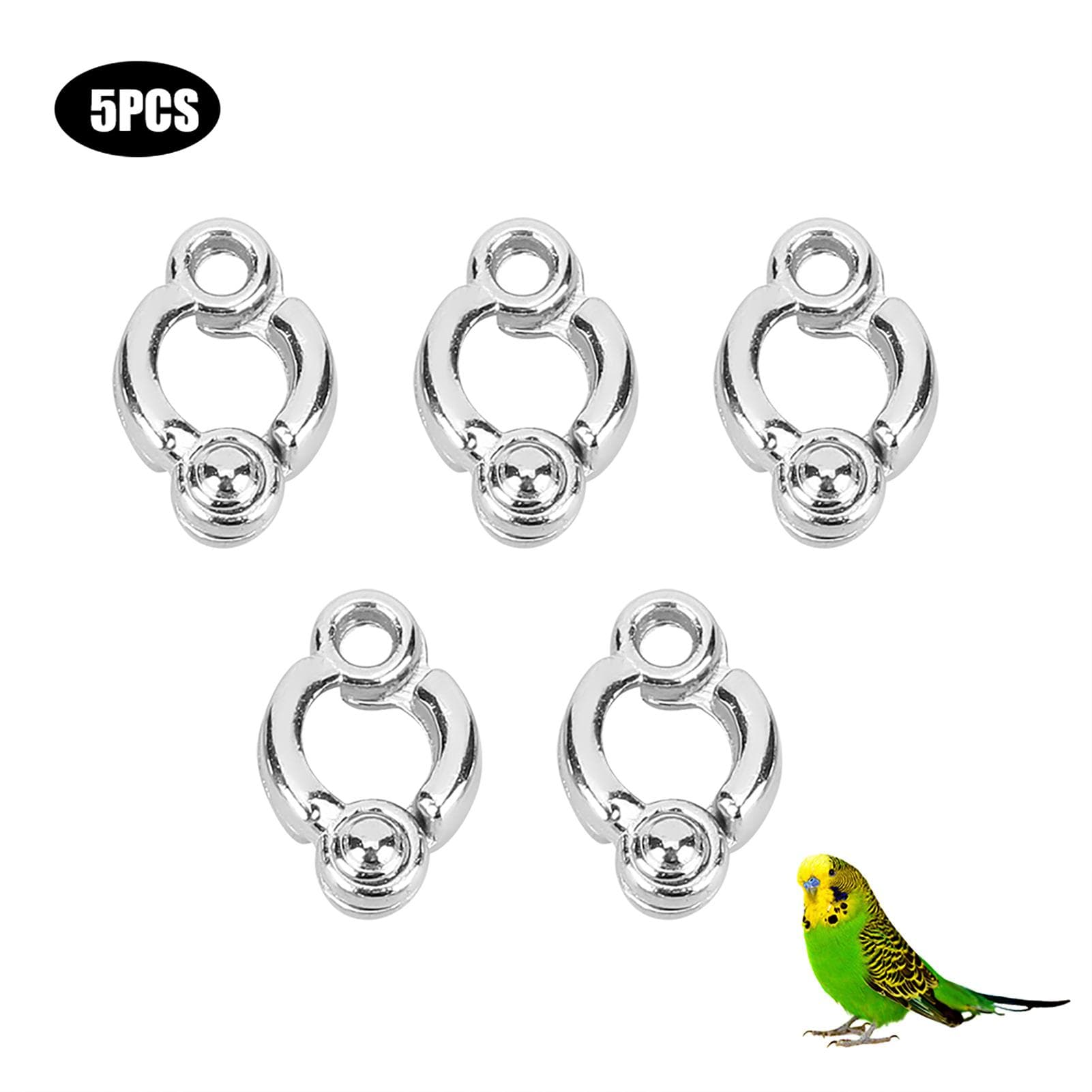 5PCS Metal Pet Bird Activity Opening Training Foot Ring Accessories Parrots Cage SuppliesNo. 5 white