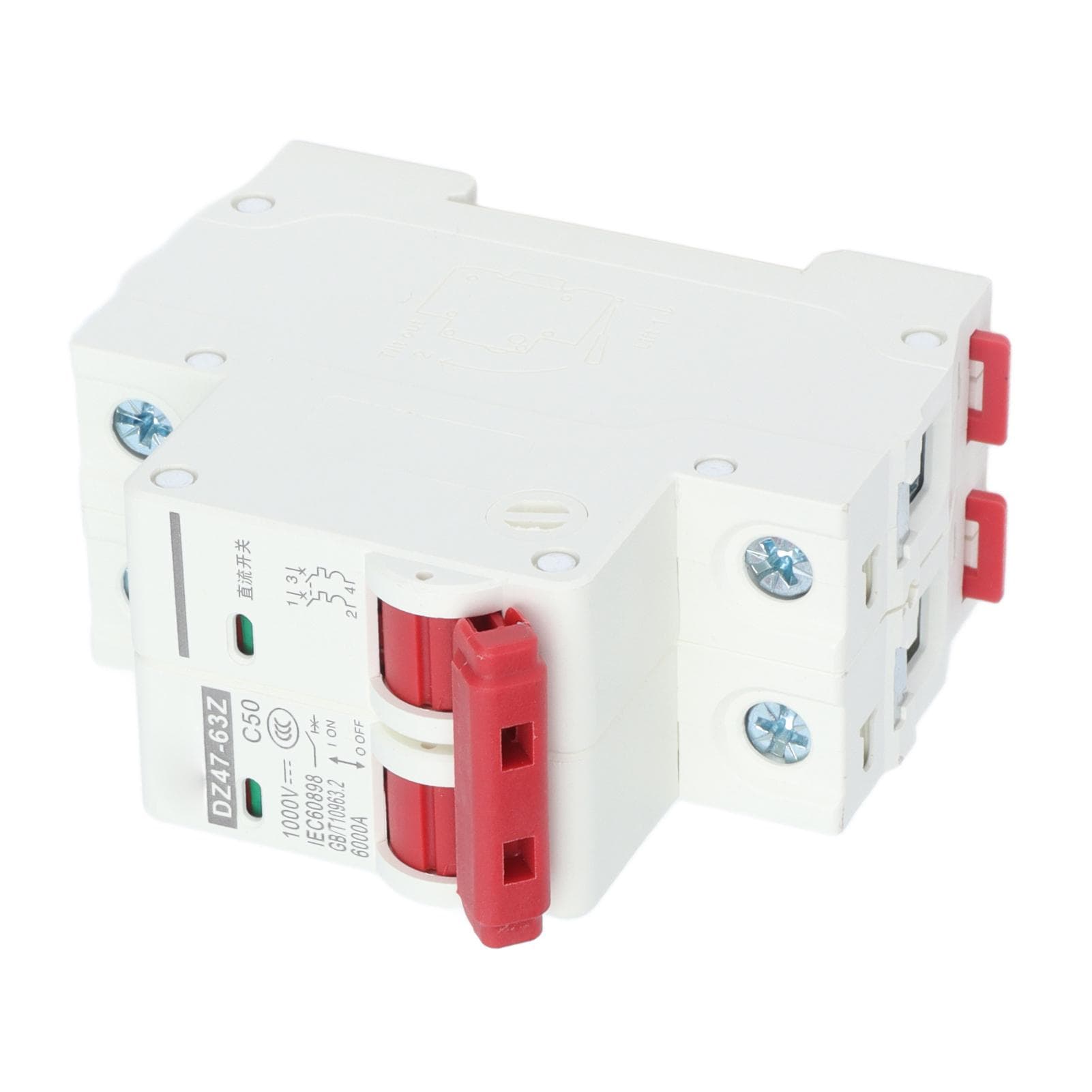 DC Miniature Circuit Breaker 2P Solar PV System Isolator DIN Rail Mount 1000V 50A DZ47?63Z C50