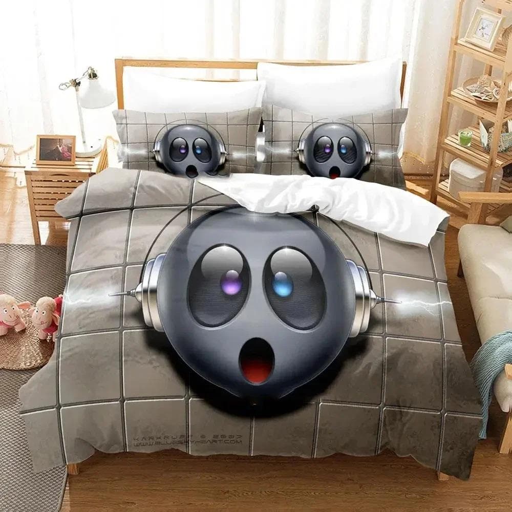 Cartoon Smiley Bedding Set Duvet Cover Bed Set Quilt Cover Pillowcase Comforter king Queen Size Boys Adult Bedding Set EU King 240x220cm