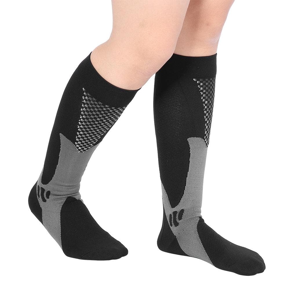 Unisex Compression Socks Stretch Leg Support Stockings for Travel Flight Sport Black LXL L/XL black