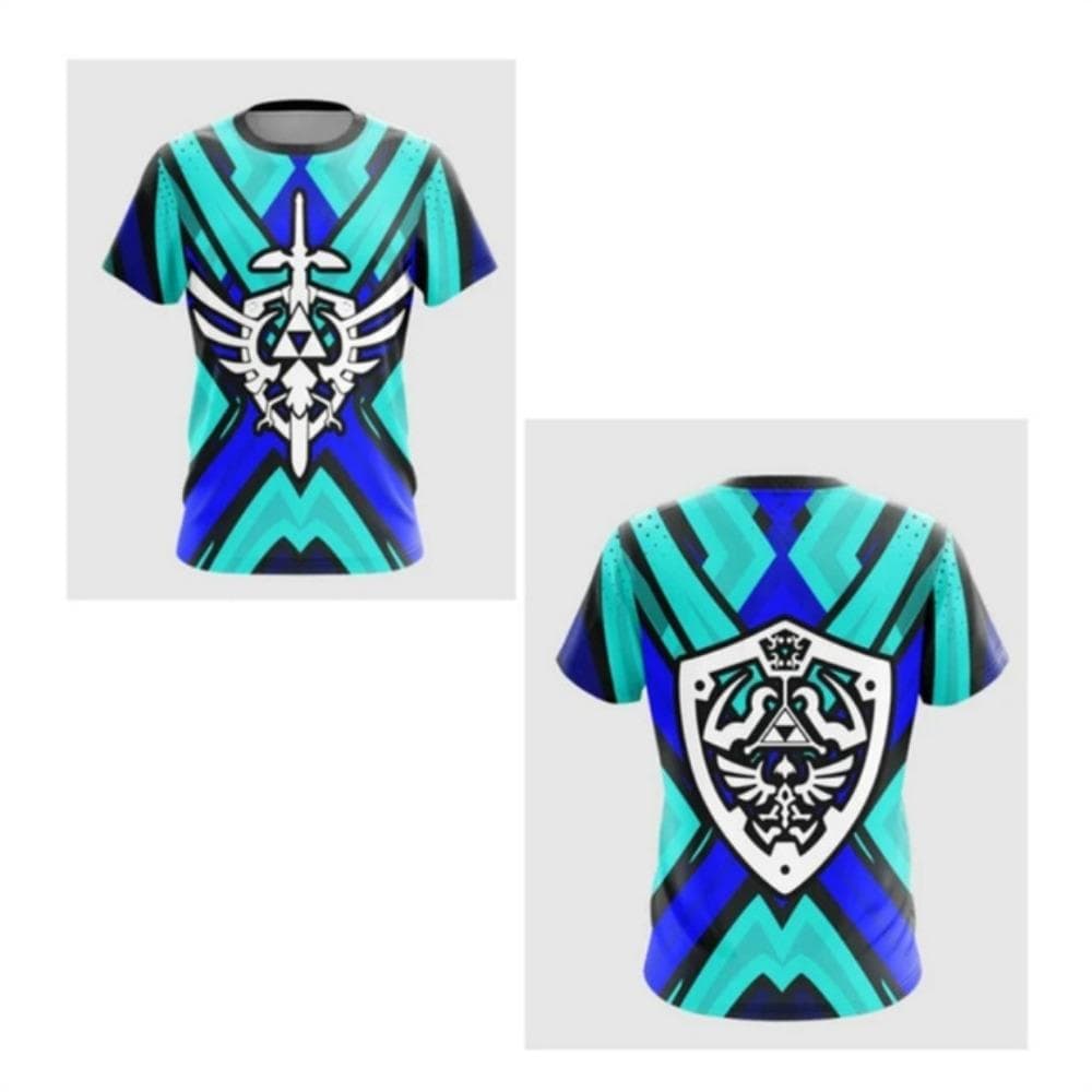 Zelda Cosplay Summer Men's Ethnic Elements Comfortable and Breathable Mesh T-shirt Men's Street Leisure Round Neck Short sleeved XL