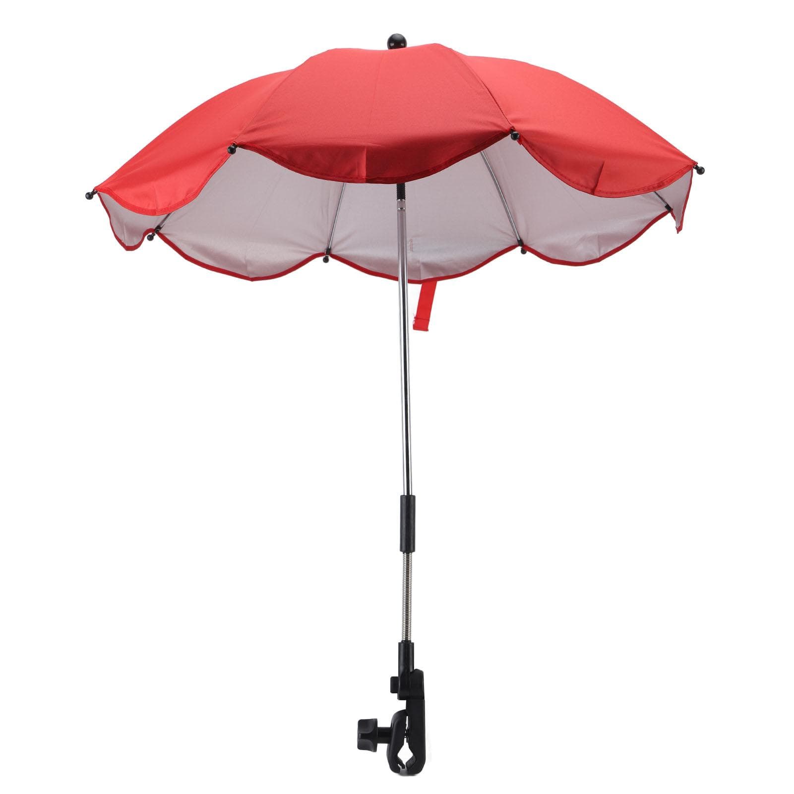 14in Universal Stroller Parasol with UV Protection Adjustable Baby Stroller Umbrella Red (Silver red