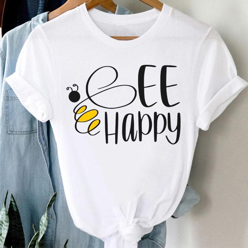 Women Print Peace Shadow 90s Short Sleeve Tee Top Fashion Tshirt Clothing Casual Summer Lady Female Graphic T-shirt S