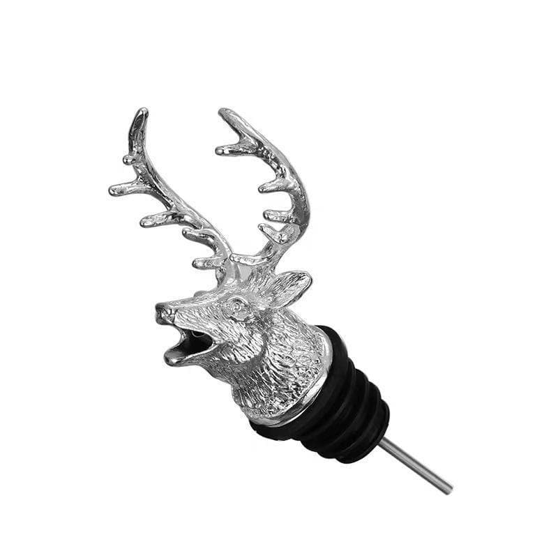 Zinc Alloy Deer Head Wine Pourer Unique Stag Wine Bottle Stoppers Wine Aerators Bar Tools Kitchen Accessories silver