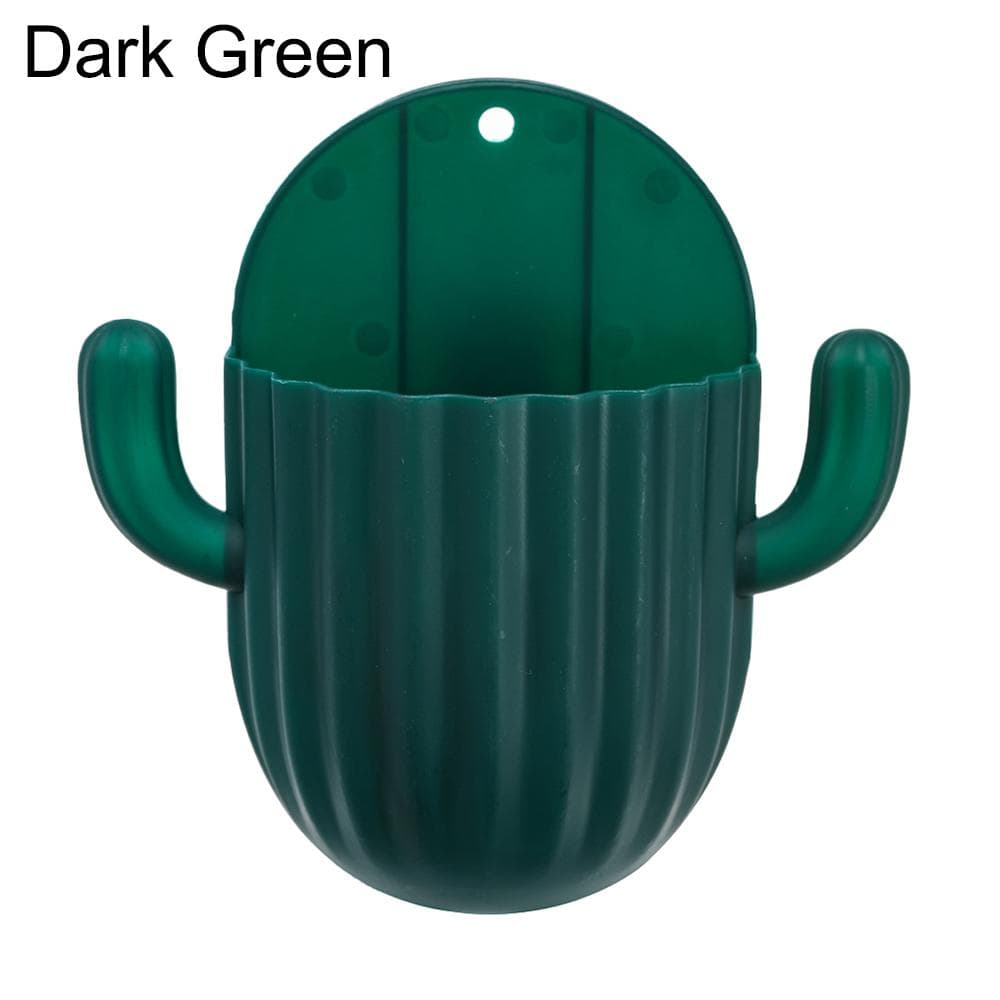 Toothbrush Holder Household Wall Self-adhesive Seamless Cactus Storage Rack Shaver Organizer Drain Shelf Bathroom Accessories