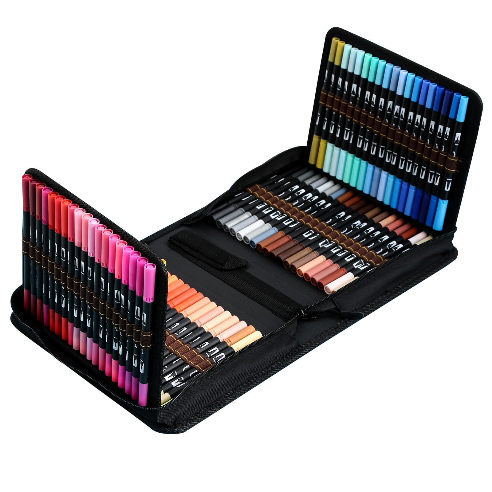 Dual Tip Brush Pens 120 Colors Art Markers Set with Brush and Fine Tips Colored Pen for Children Black Handle
