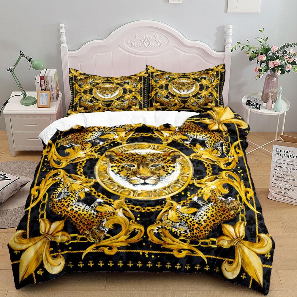Seamless Chains Baroque Pattern Bohemian Bedding Set Small Single Twin Double Queen King Cal King Size Bed Linen Set EU SK(260x220cm)