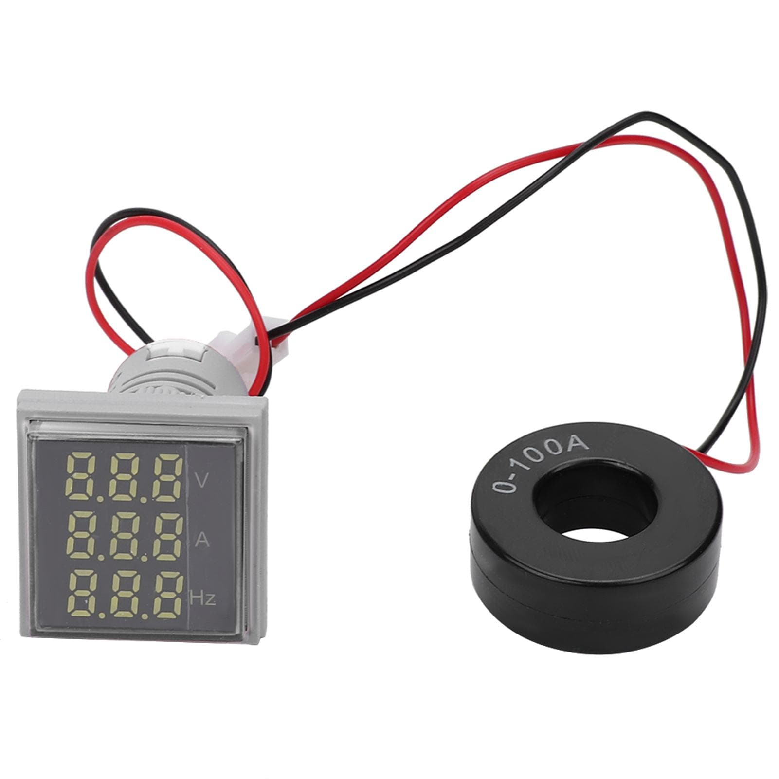 Square Digital Display AC Voltage Current Frequency 3 in 1 Signal Indication Meter Light(Red)