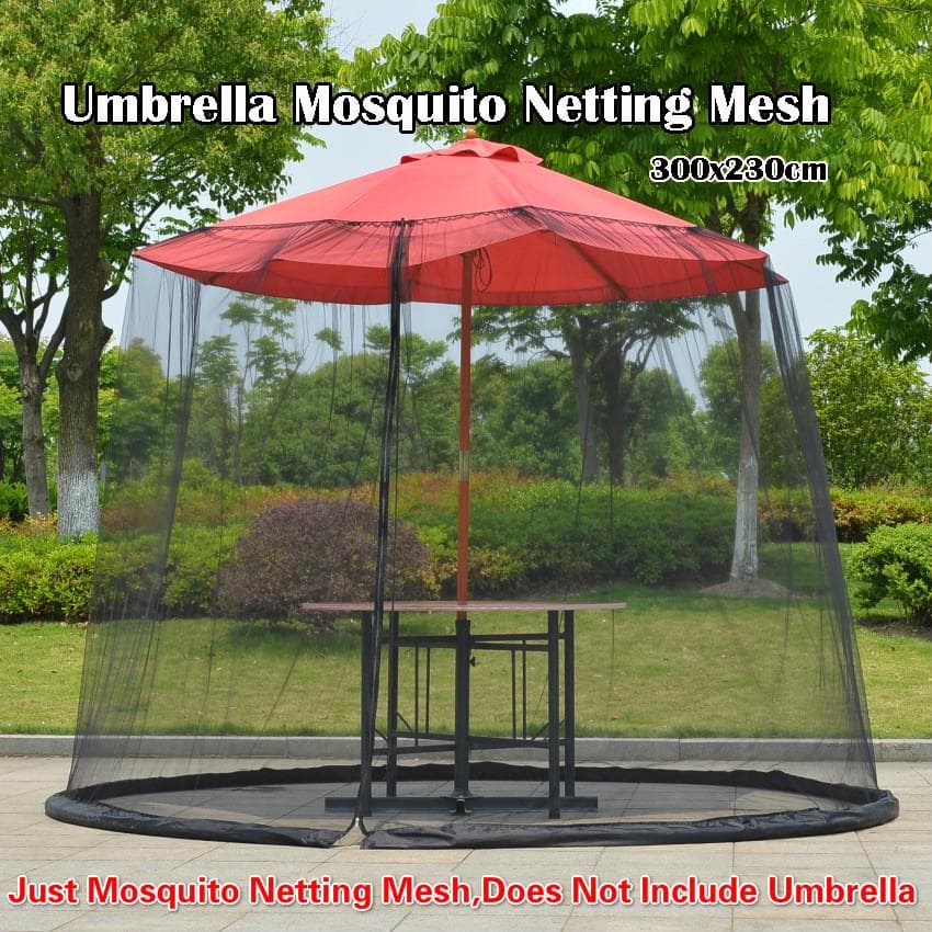 Outdoor Umbrella Table Screen Picnic Net Cover 300 * 230cm (only Mosquito Net, Excluding Umbrella) 300cm by 230cm black