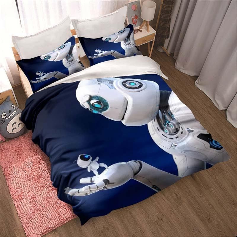 ASTRO BOT Cute Cartoon Bedding Set Duvet Set Single Double Bed King Size Bed Set Adult Children Bedroom Duvet Cover Pillow Case 228x228cm 3pcs