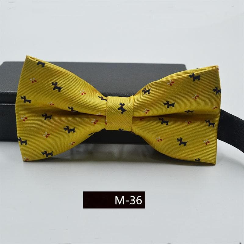 Striped Formal Satin Bow Tie Wedding Classic Adjustable Neckties Fashion Men 6*11cm yellow