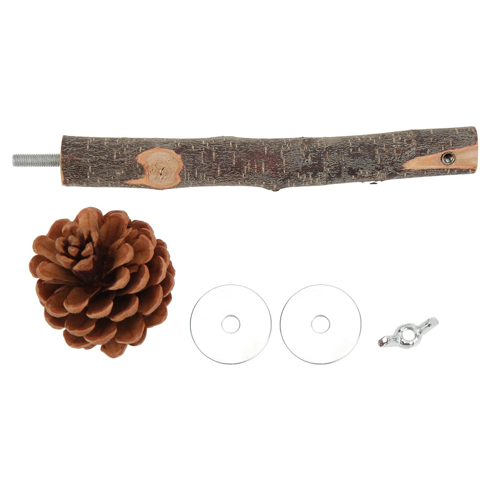 Natural Perch Bird Stand Pole Chewable Applewood Bird Perch Cage Accessories with Pine Cone for S