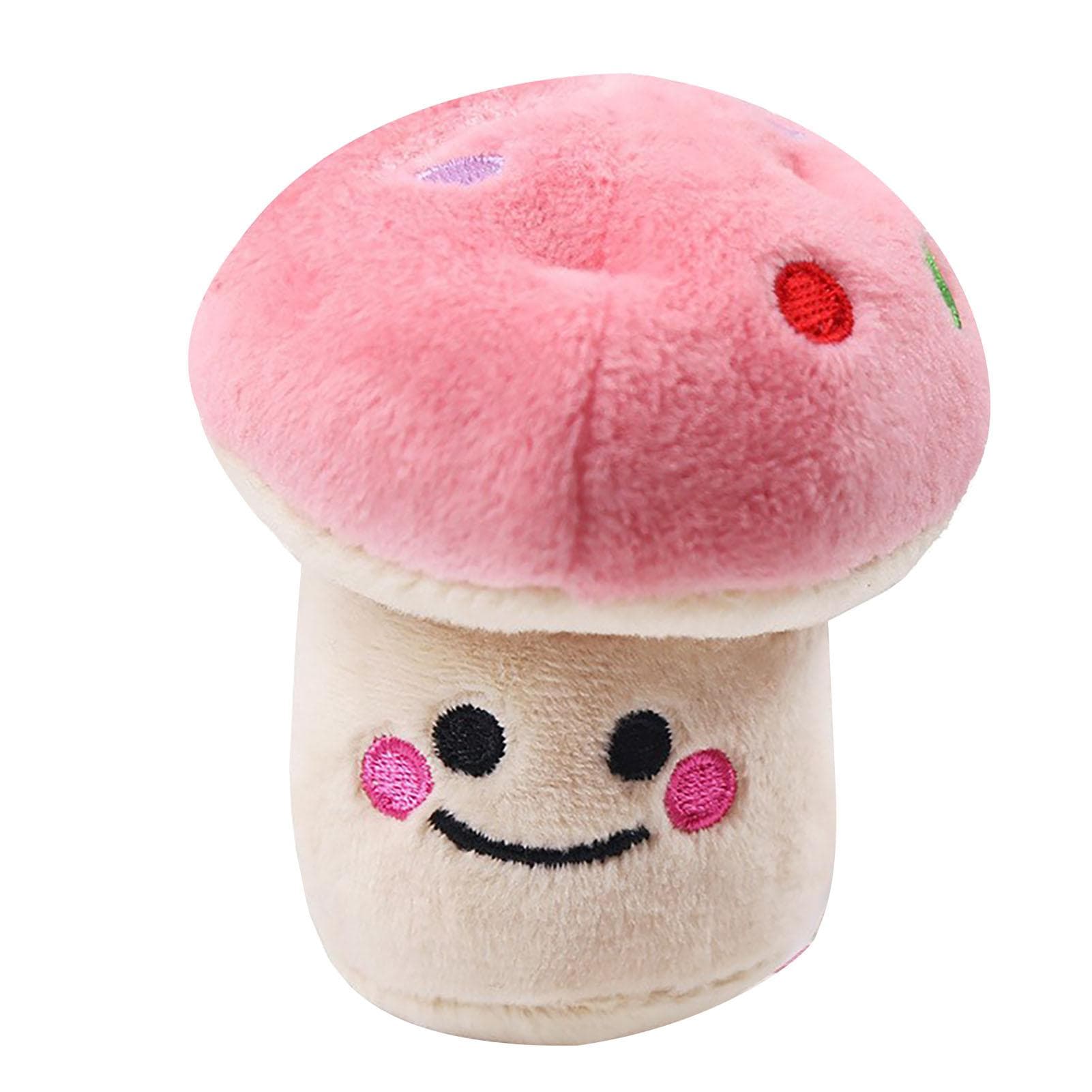 Plush Dog Toy Cartoon Mushroom Shaped Bite Resistant Teeth Grinding Reduce Boredom Interactive pink