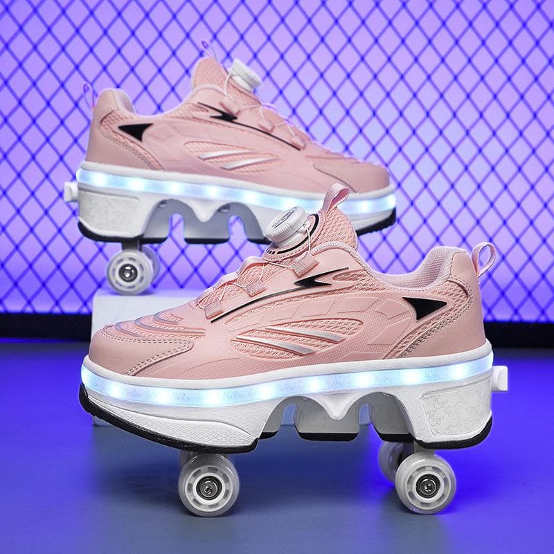 New Four-wheel Runaway Shoes, Deformed Shoes, Automatic Telescopic Roller Skates, LED Charging Skates 39