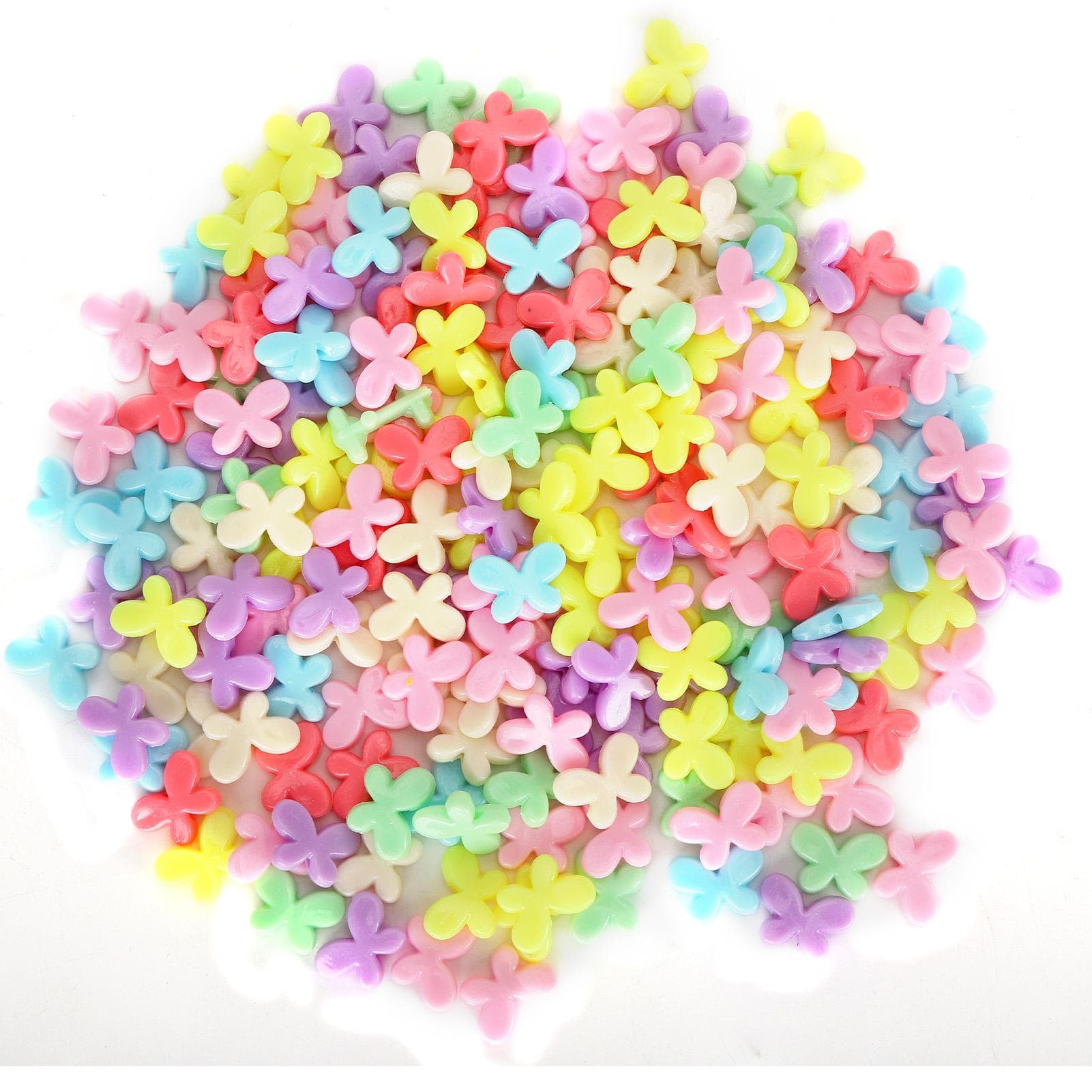 300PCS ButterfliesShaped Colorful Plastic Beads for DIY Clothing Accessories Materials