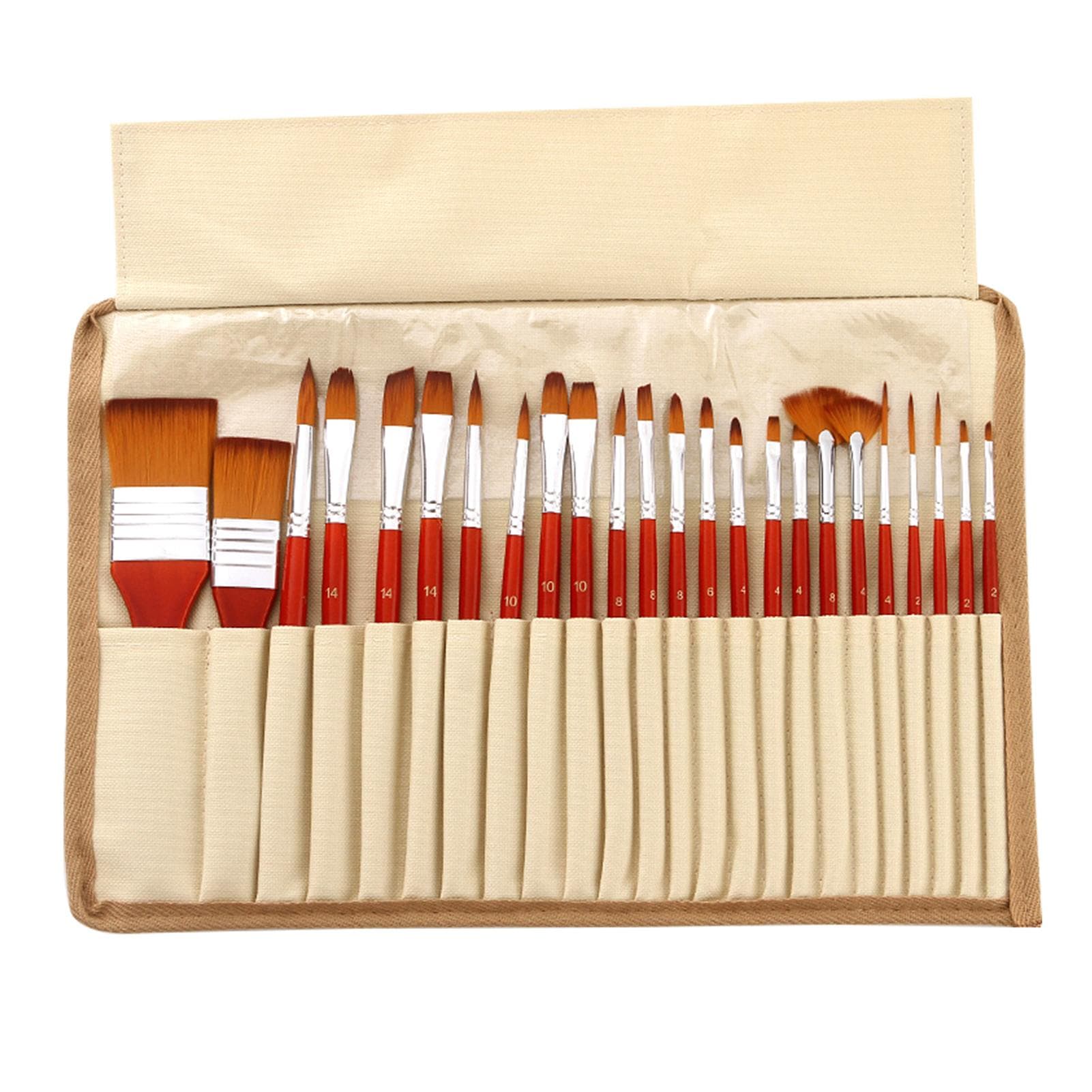 24pcs Acrylic Paint Brushes Set Nylon Hair Artist Paintbrushes Professional Painting Brushes with red