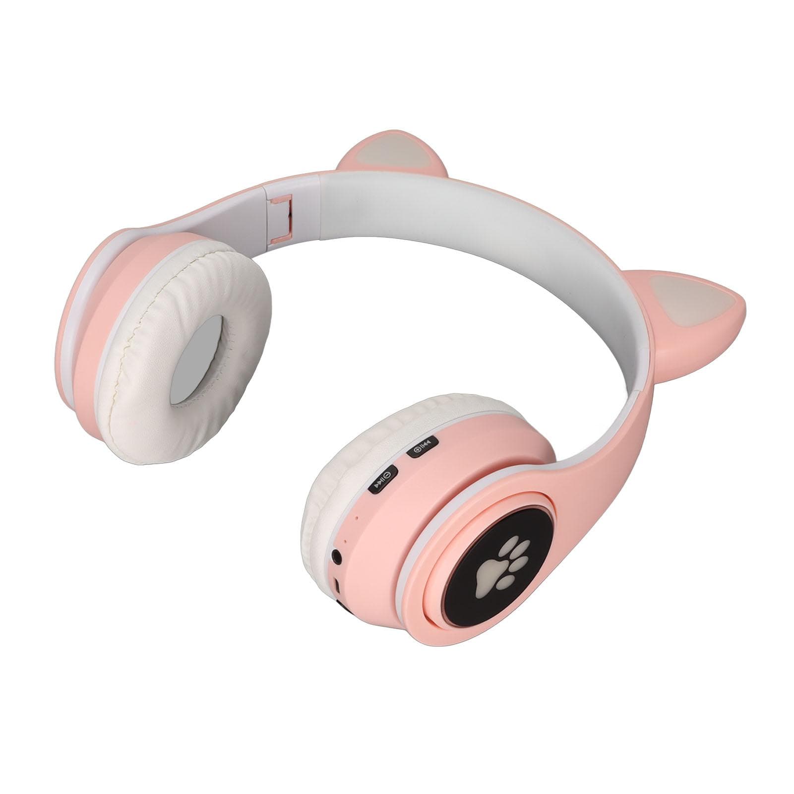 Glowing Cat Ears Bluetooth Headphone Bass Foldable Wireless Headwear Breathing Lamp Headset pink
