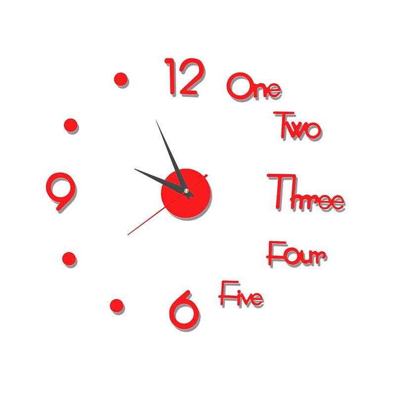 Modern Design Clock Watch Large Wall Clocks 3d Diy Acrylic Mirror Mechanism Stickers Home Living Room Decoration Quartz Needle red
