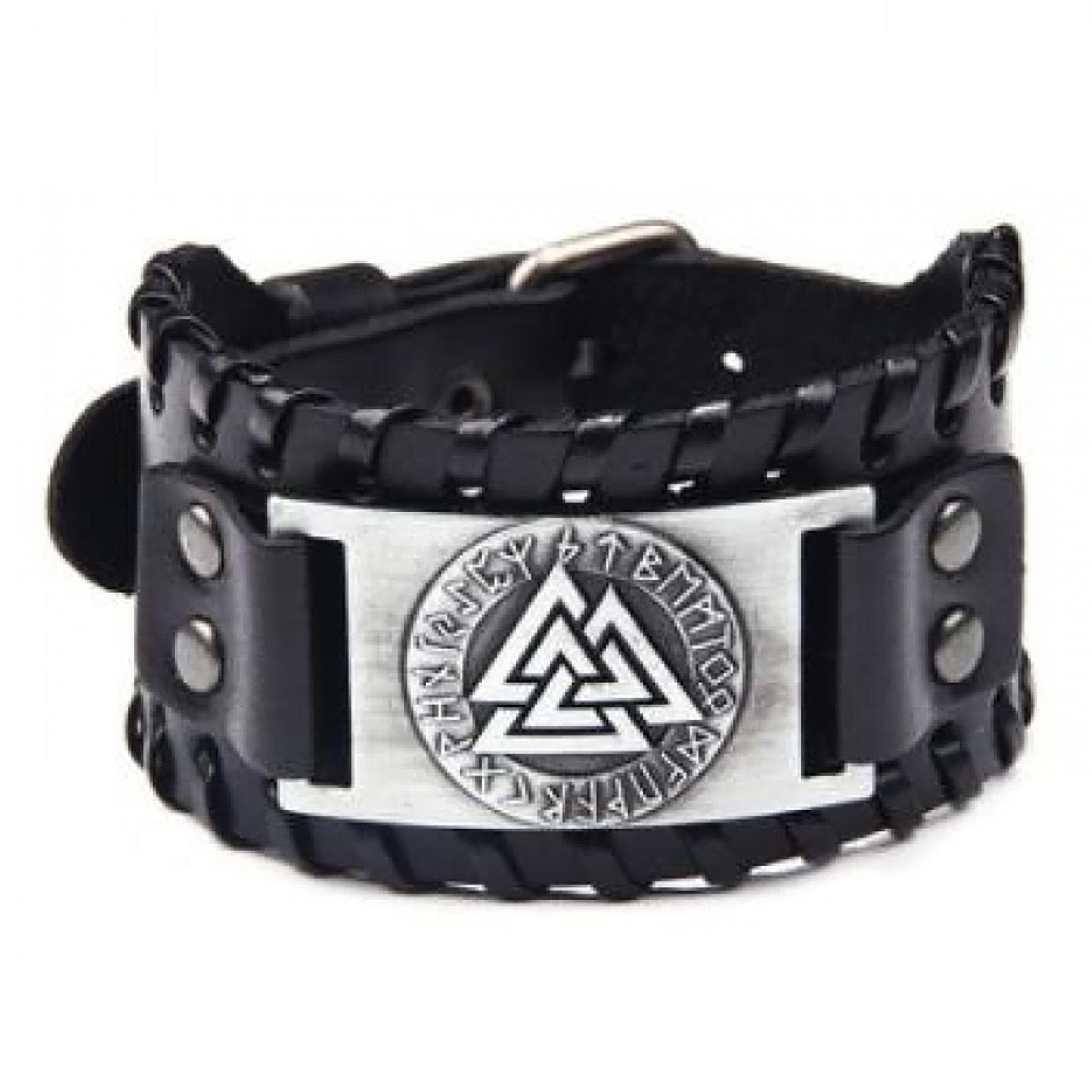 PU Leather Bracelet European Retro Beautiful Black Viking Totem Bracelet for Parties Cosplay