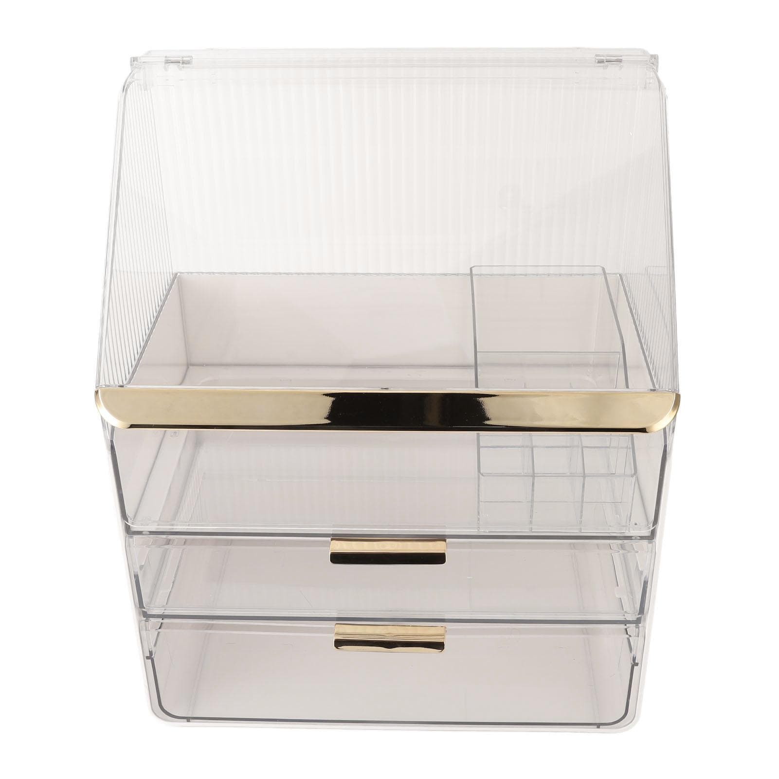 Multi Layer Transparent Makeup Storage Container With Lipstick Holder Dustproof 3 Layer Transparent