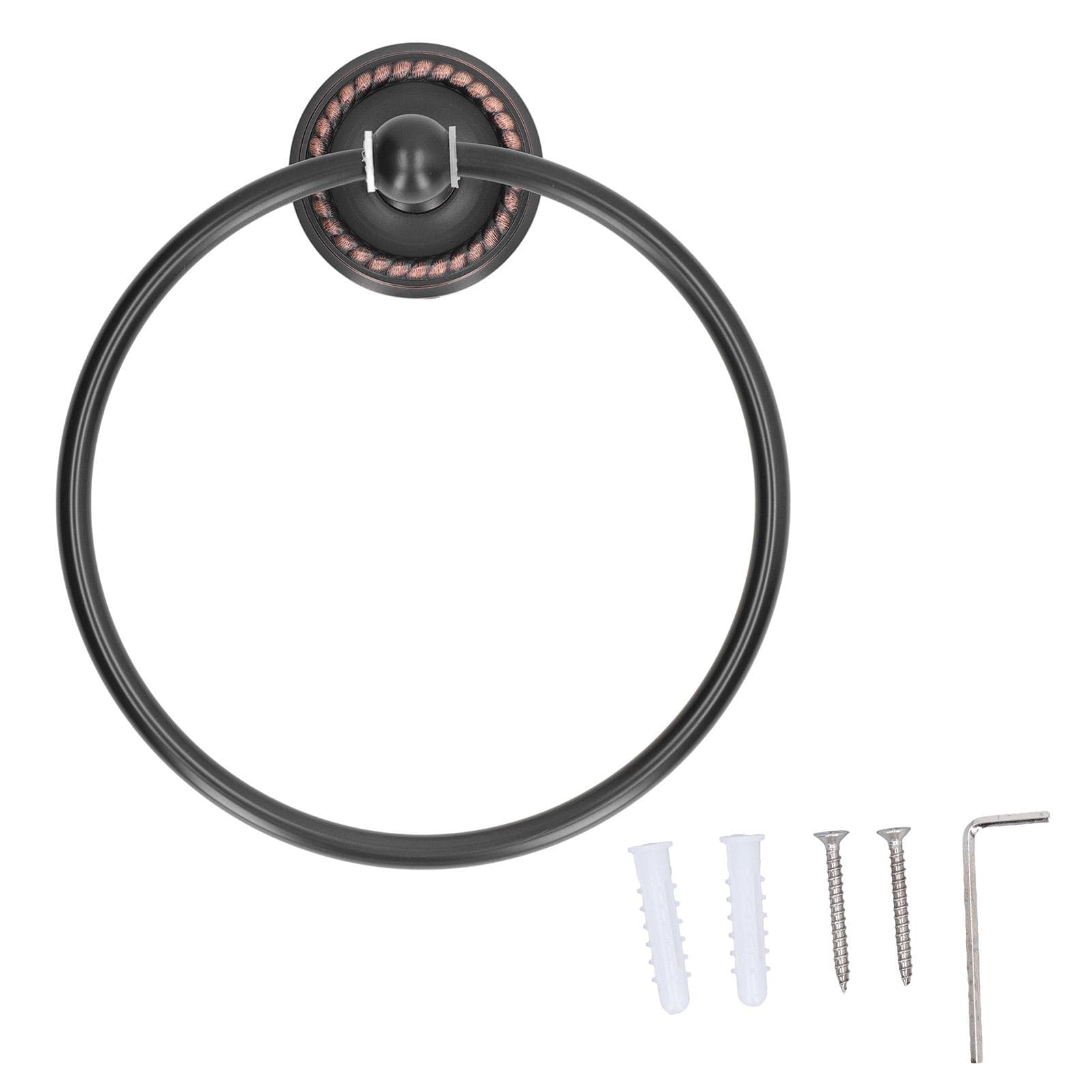 Bathroom Towel Ring Brass Wall Mounted Antique Towel Holder Toilet Towel Rack Black Twisted Pattern
