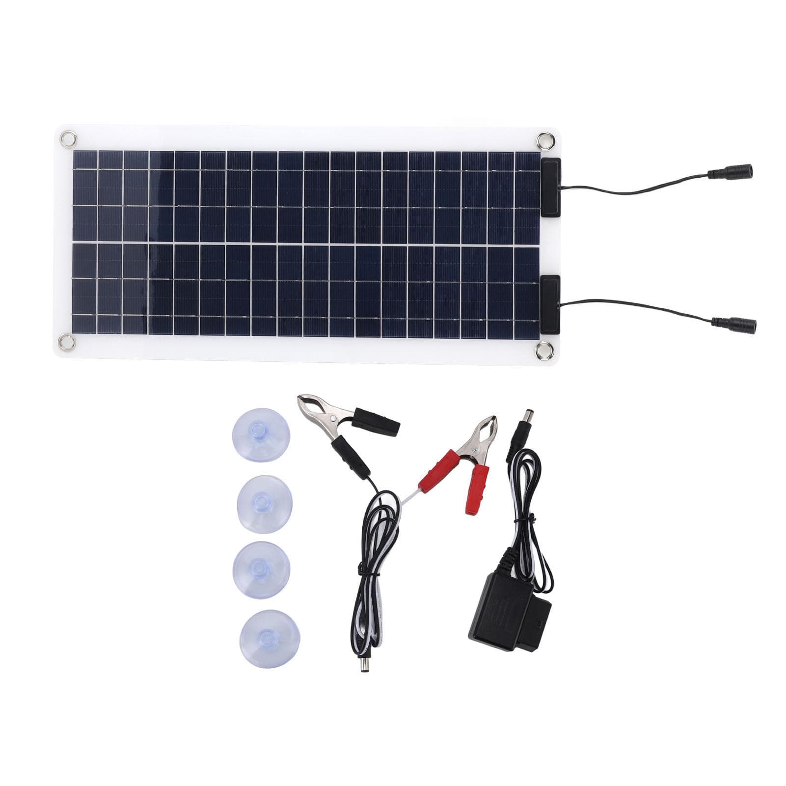 30W Solar Battery Charger Maintainer DC18V Portable Solar Panel Charging Kit with OBD Charger Red