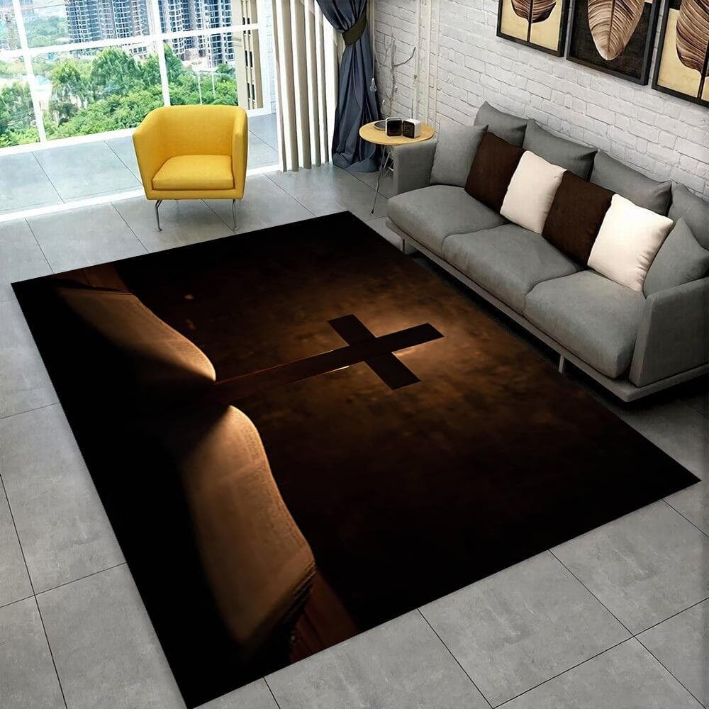 Holy Bible Cross Jesus Pray Area Rug,Carpet Rug for Home Living Room Bedroom Sofa Doormat Decor,kid Play Non-slip Floor Mat Gift 160cm x 230cm