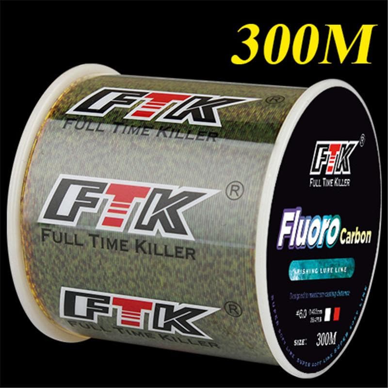 300M Fluorocarbon Coating Fishing Line 0.20mm-0.60mm 7.15LB-45LB Carbon Fiber Leader Line Fishing Lure Wire Sinking Line Japan 4.13LB-0.14mm brown