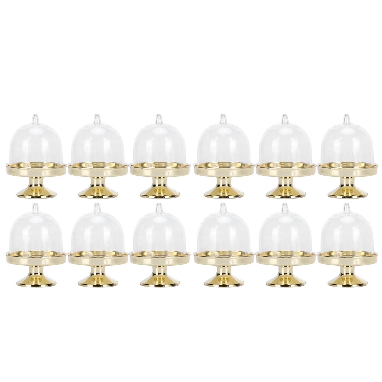 12 Set Mini Candy Box Cake Stand Cupcake Candy Display Plate with Lid Party SuppliesBottom Gold gold