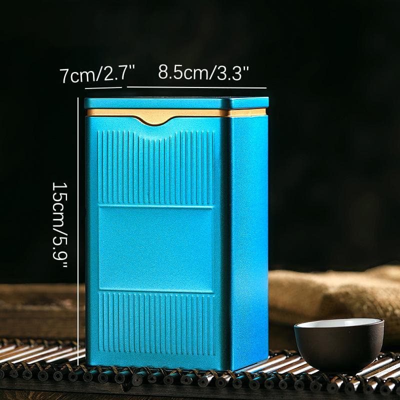 Portable Tea Box Solid Color Tea Sealed Box Teaware Storage Container Tinplate Can Coffee Sugar Box Kitchen Storage L blue
